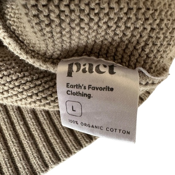 PACT ORGANIC CLASSIC FISHERMENS COTTON CREWNECK SWEATER SIZE LARGE - Picture 9 of 9